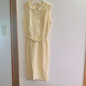 Adele Martin Original Elegant Cream Sleeveless Dress Vintage